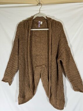 Cozy soft Open-Front Cardigan in Brown/pink